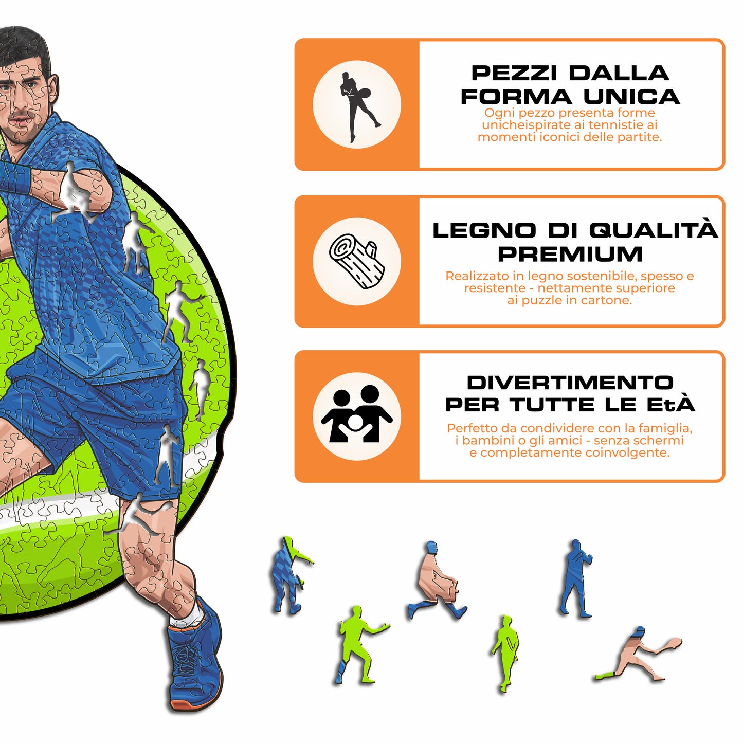 Novak Djokovic - Puzzle di Legno