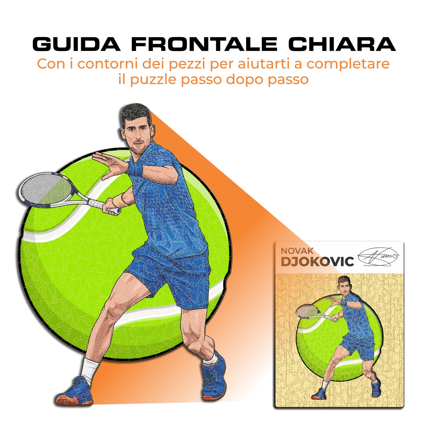 Novak Djokovic - Puzzle di Legno
