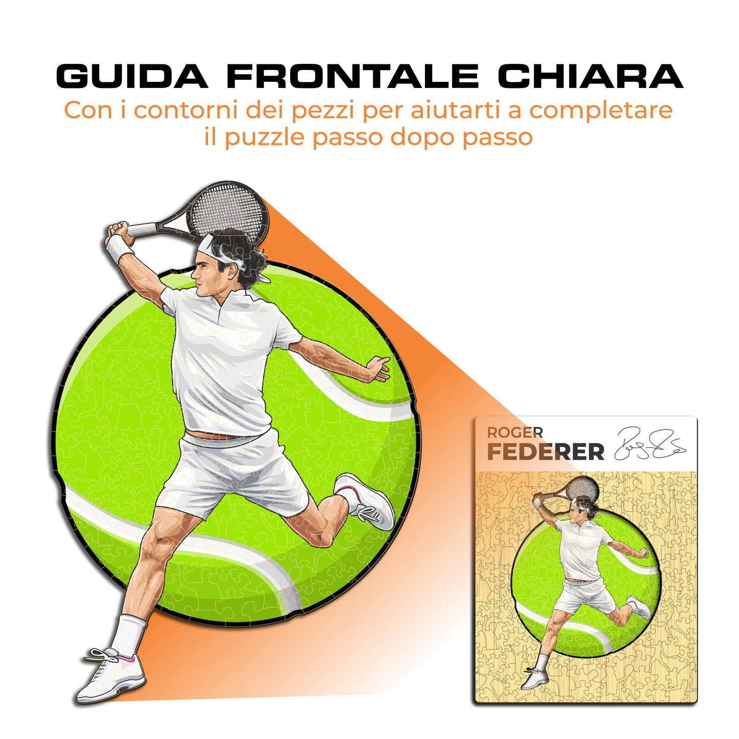 Roger Federer - Puzzle di Legno