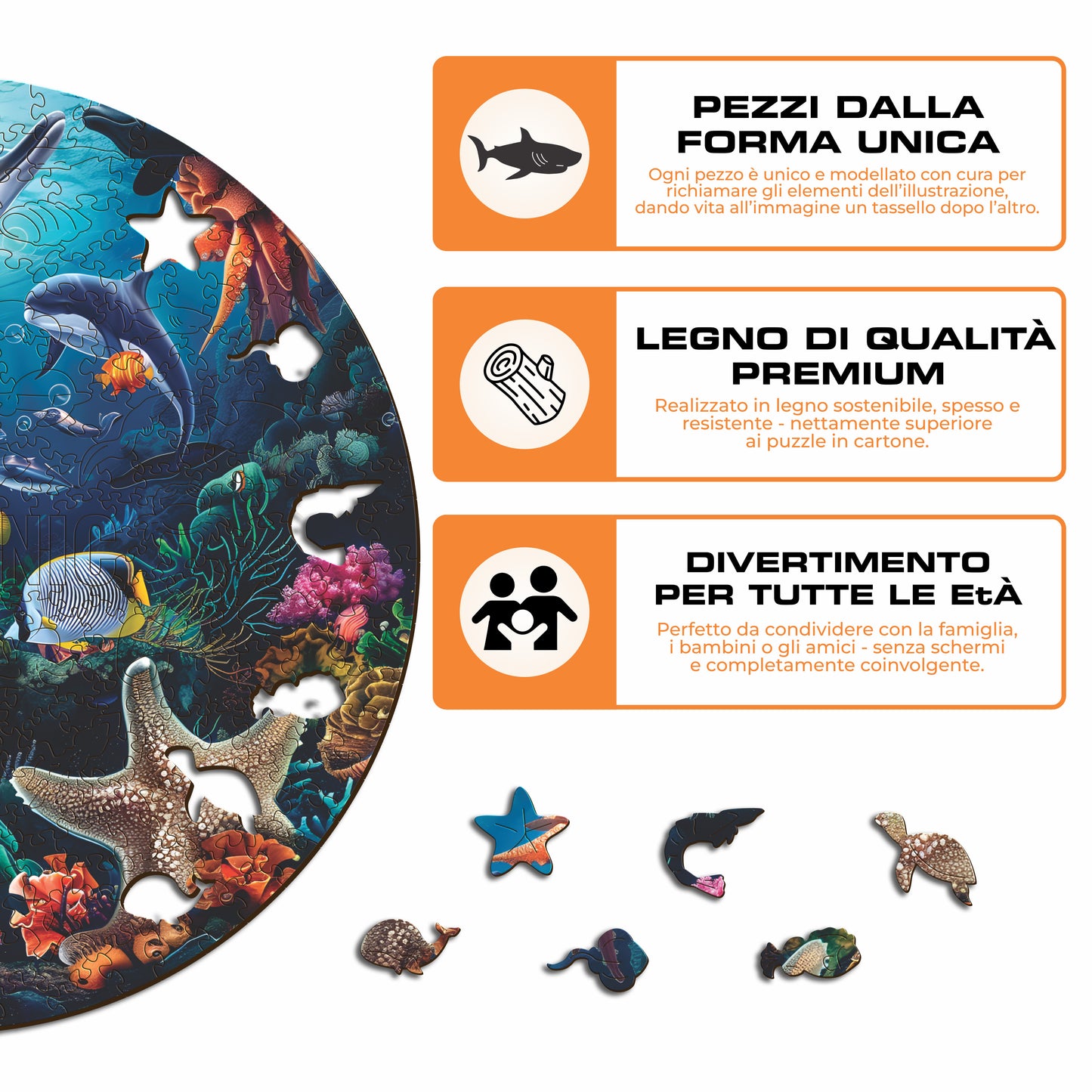 Animali Marini - Puzzle di Legno
