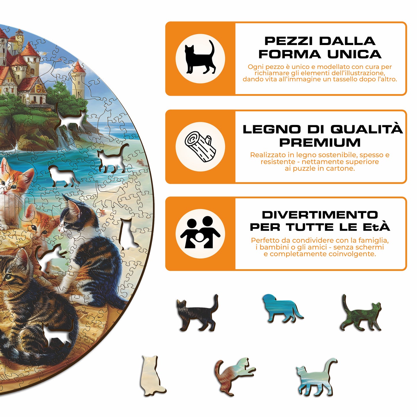 Gattini al Mare - Puzzle di Legno