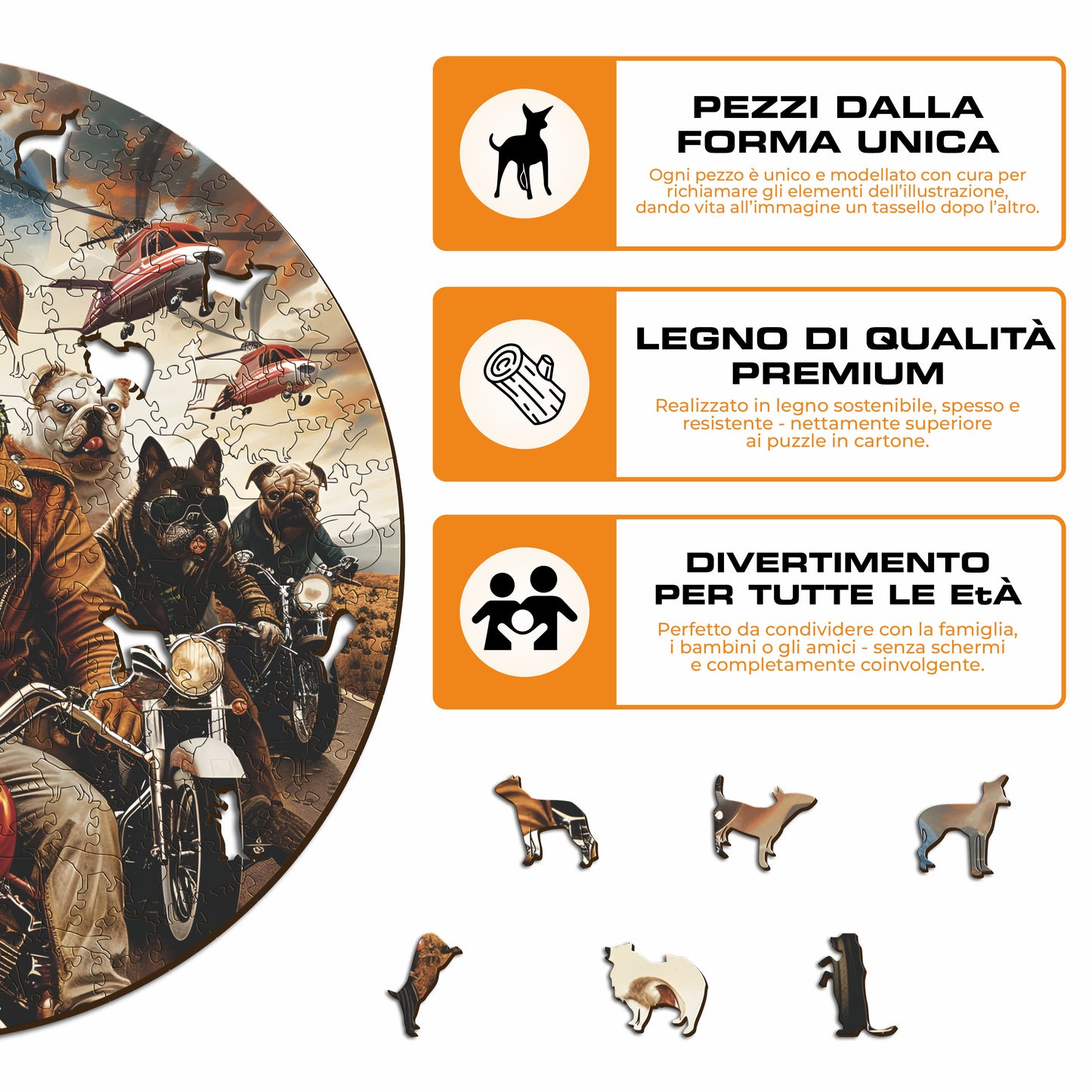 Cani Motociclisti - Puzzle di Legno