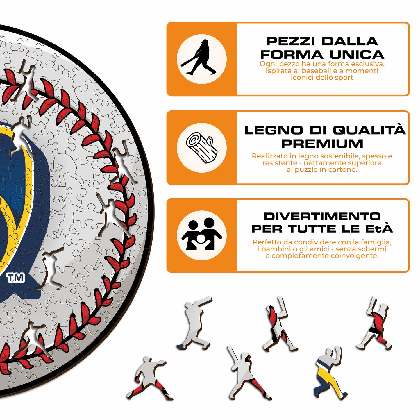 Milwaukee Brewers™ Palla - Puzzle di Legno