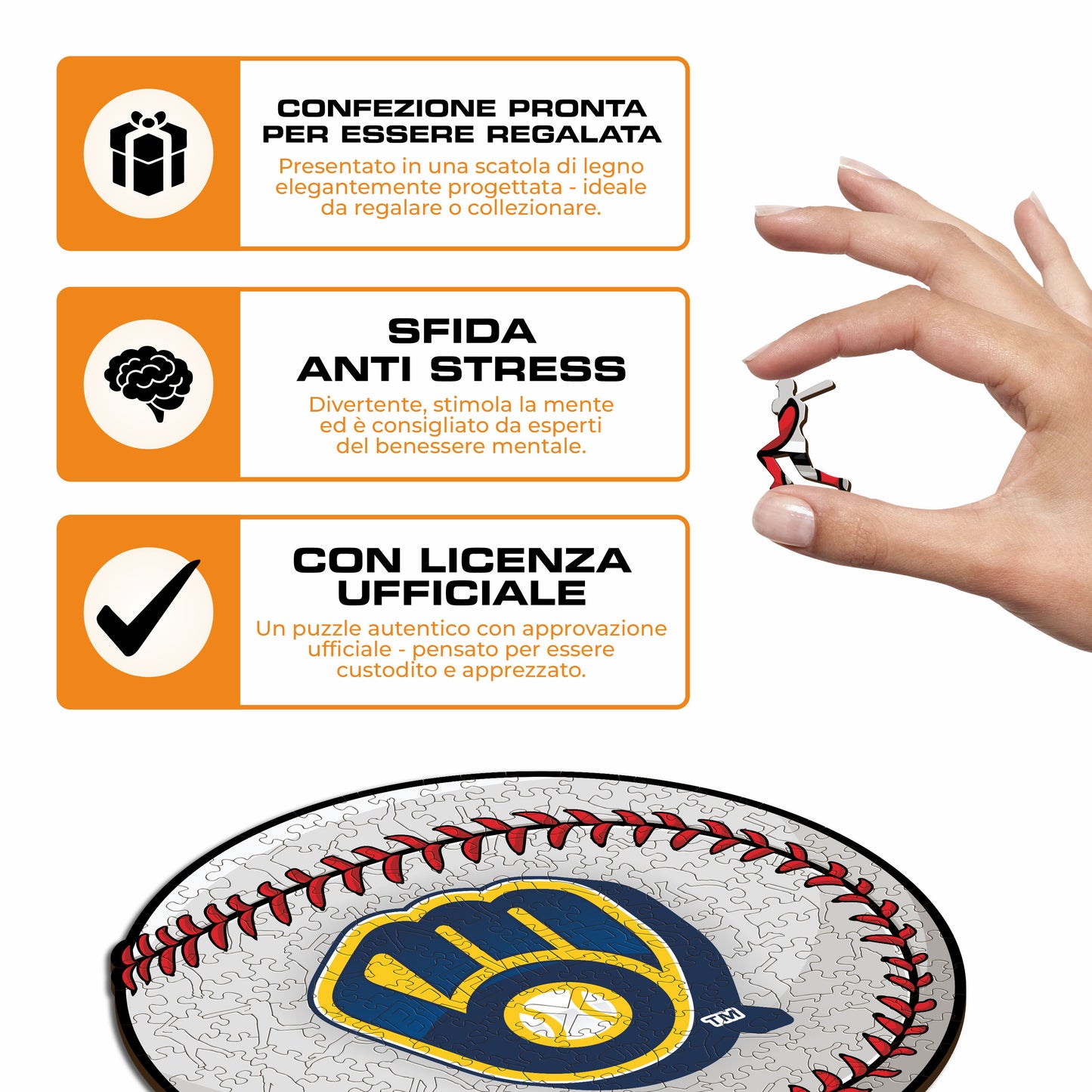 Milwaukee Brewers™ Palla - Puzzle di Legno