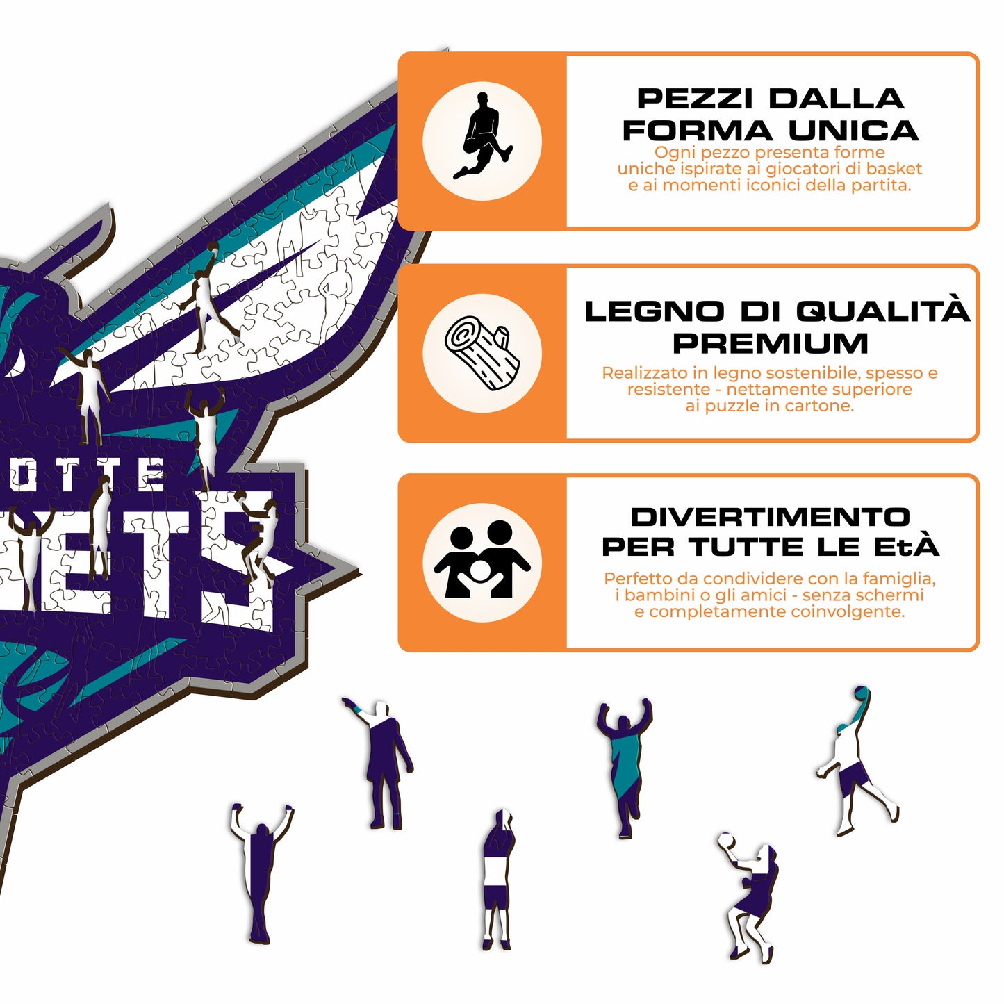 Charlotte Hornets™ Logo - Puzzle di Legno