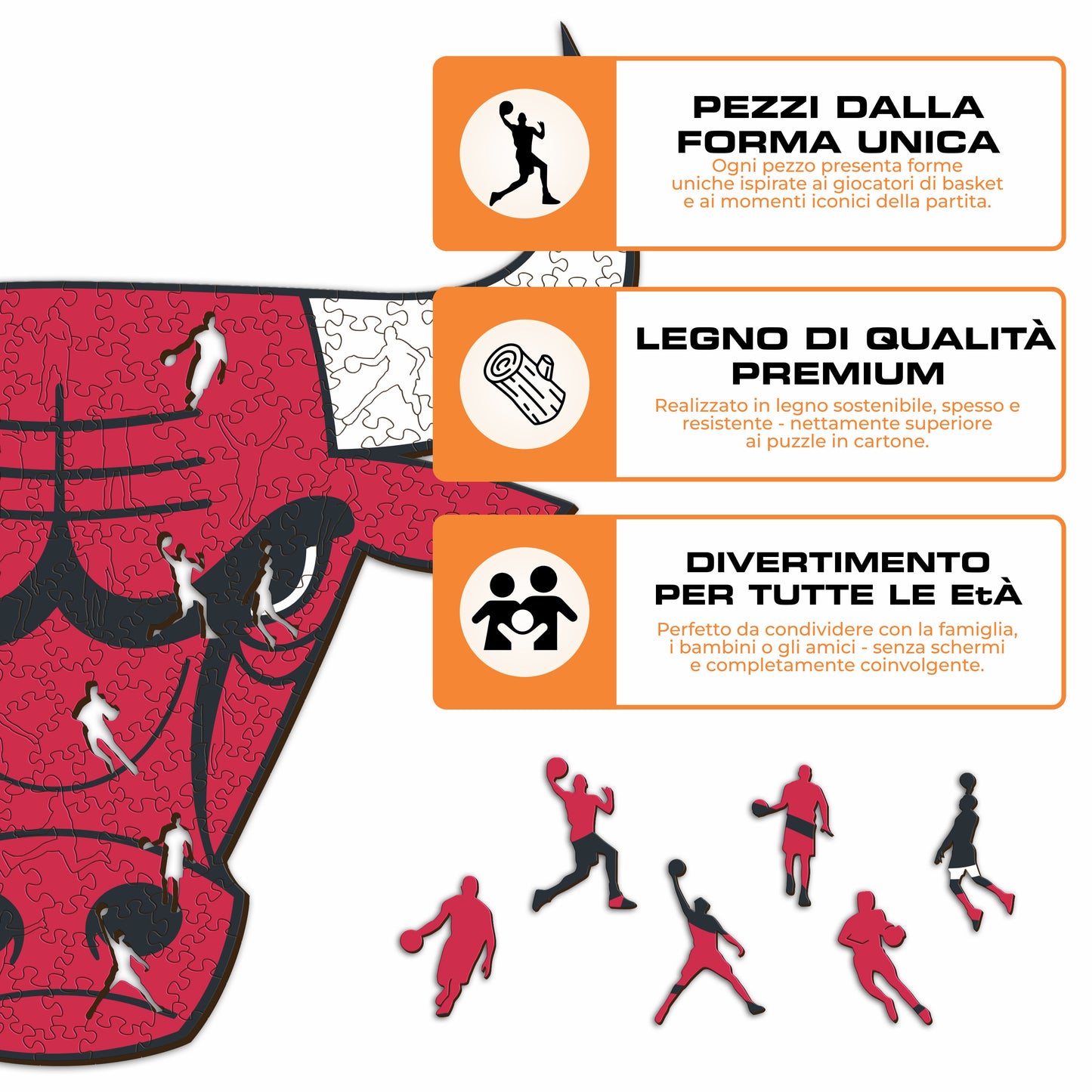 Chicago Bulls™ Logo - Puzzle di Legno