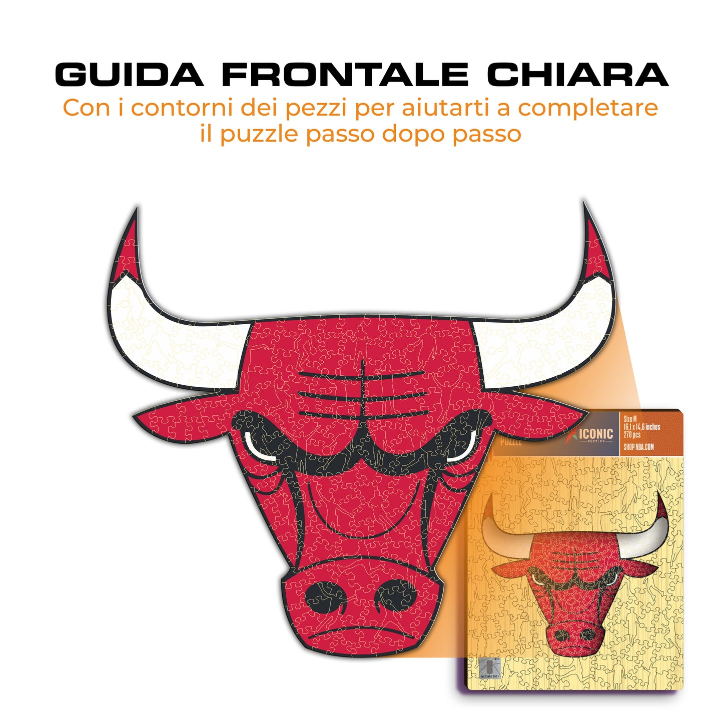 Chicago Bulls™ Logo - Puzzle di Legno