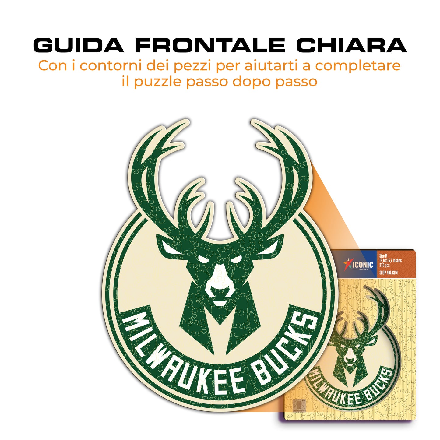 Milwaukee Bucks™ Logo - Puzzle di Legno