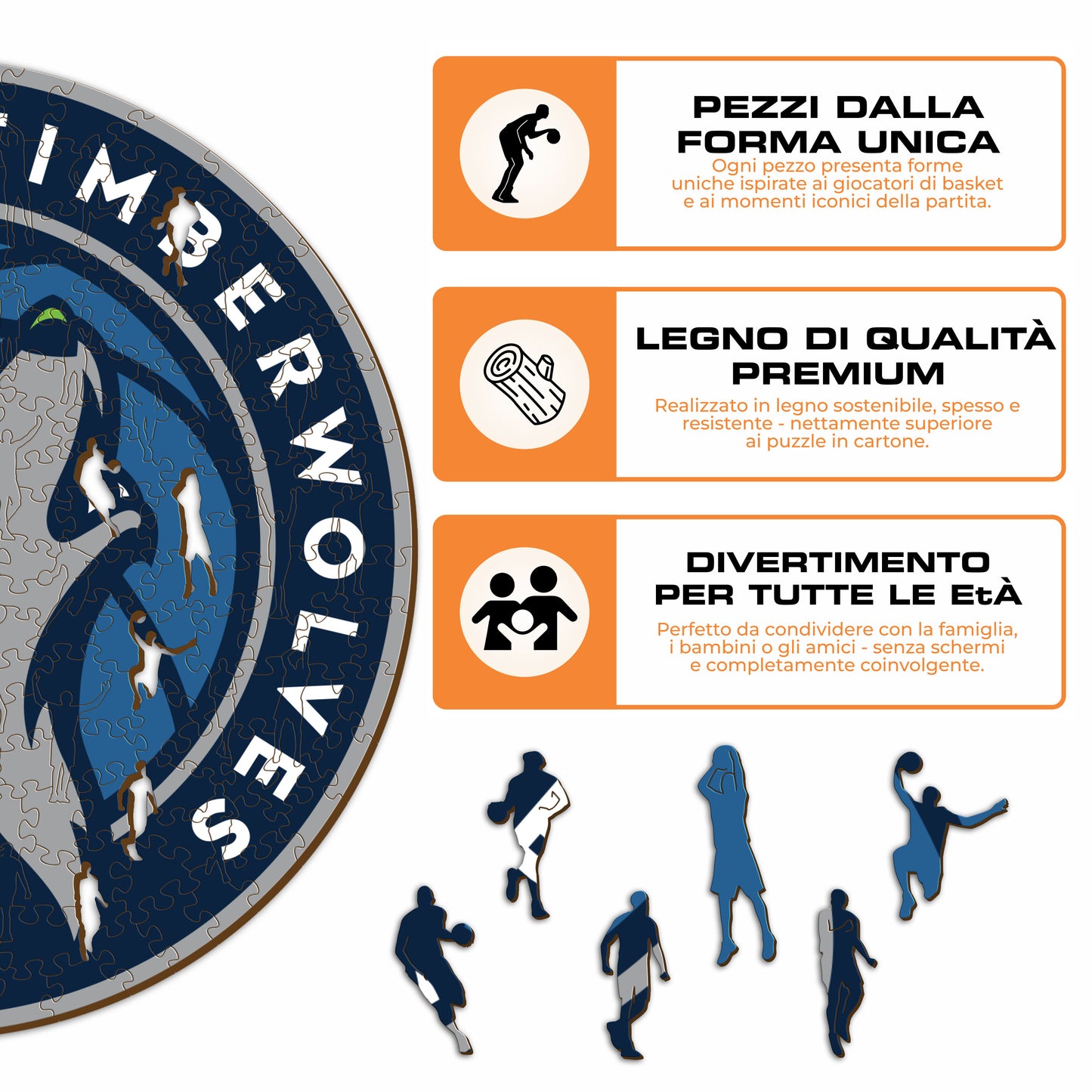 Minnesota Timberwolves™ Logo - Puzzle di Legno