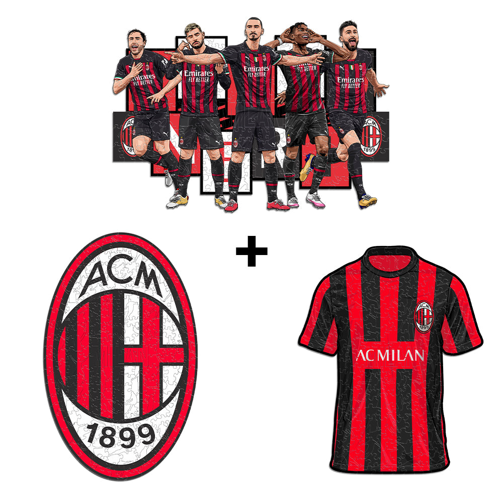 3 PACK Milan® Logo + Maglia + 5 Players – Iconic Puzzles IT