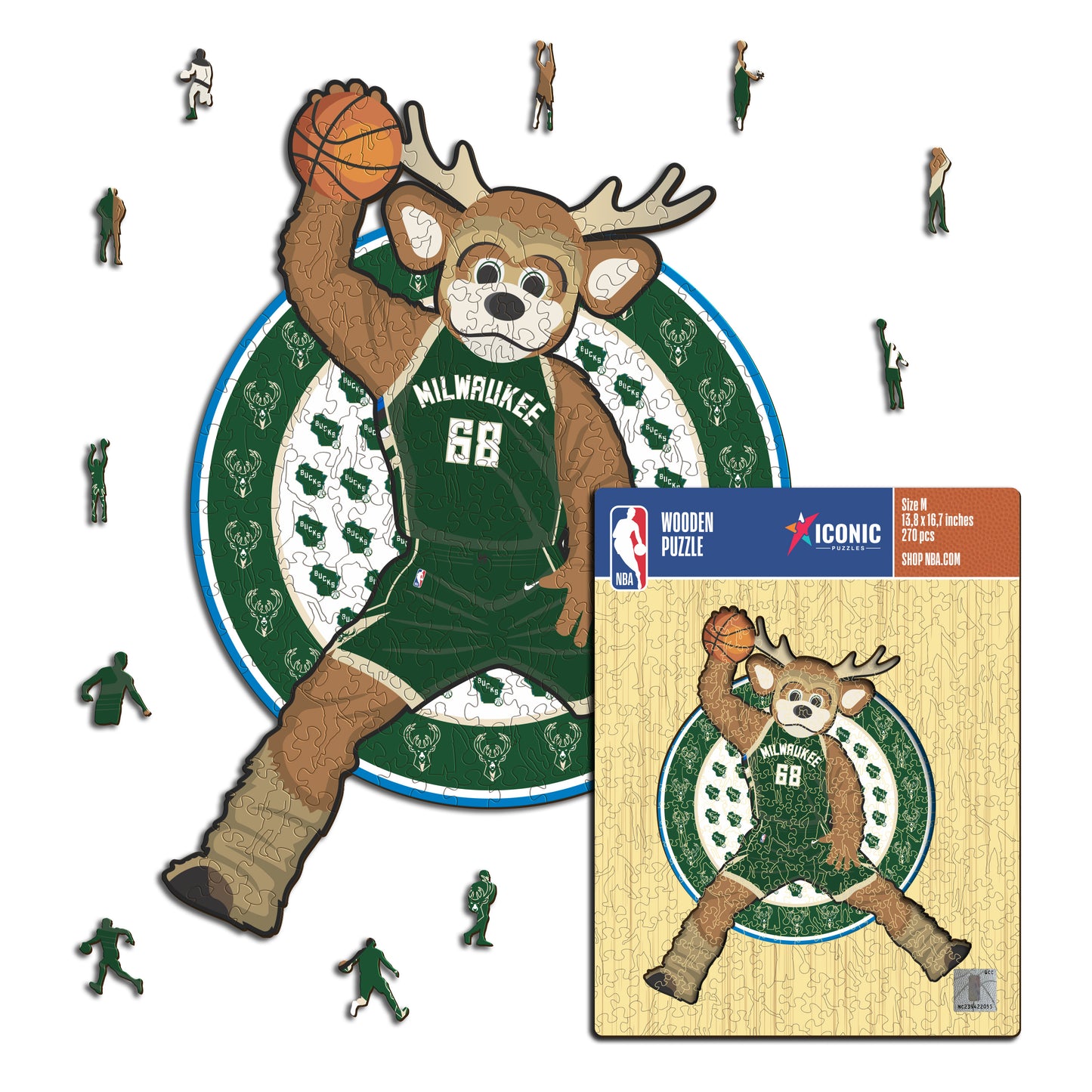 Milwaukee Bucks™ Mascotte - Puzzle di Legno