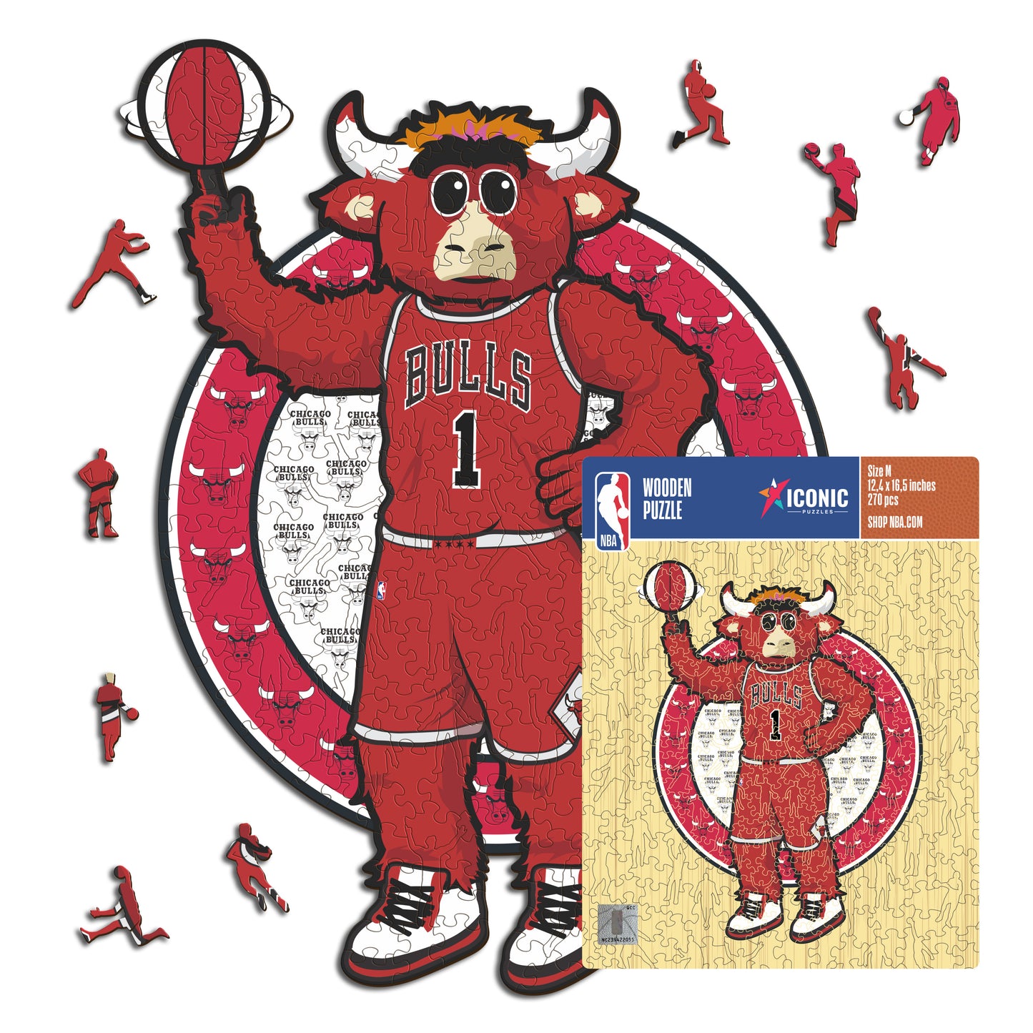 Chicago Bulls™ Mascotte - Puzzle di Legno