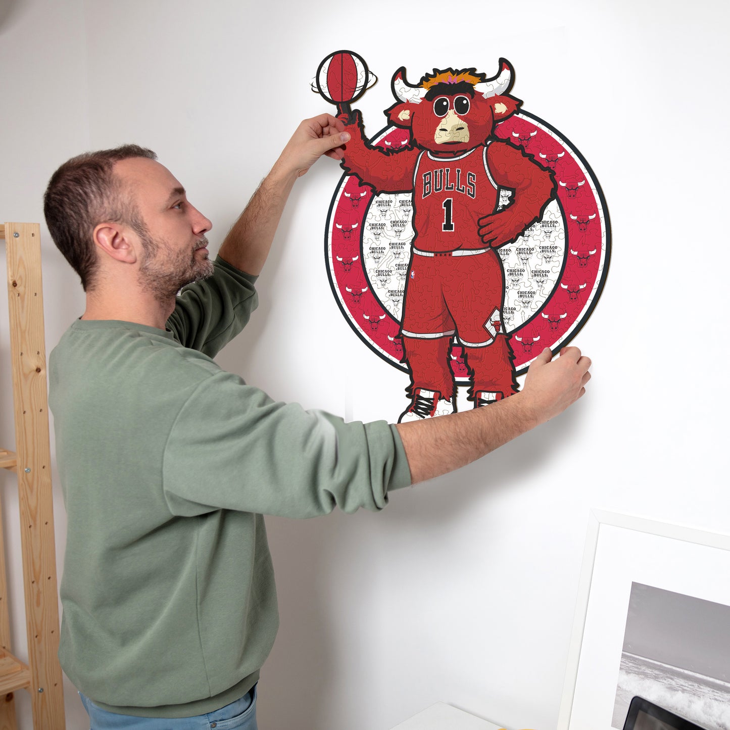 Chicago Bulls™ Mascotte - Puzzle di Legno