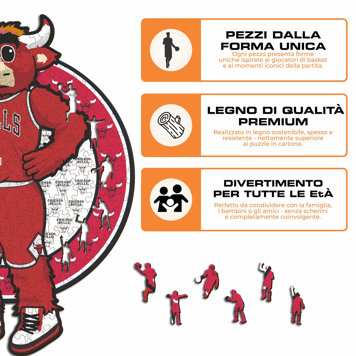 Chicago Bulls™ Mascotte - Puzzle di Legno