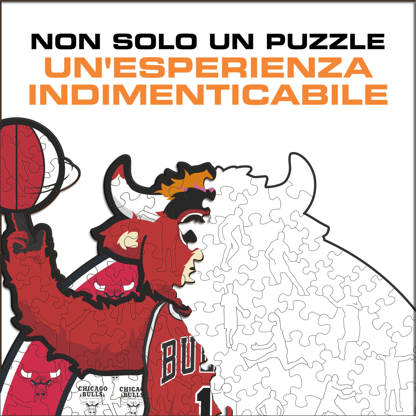 Chicago Bulls™ Mascotte - Puzzle di Legno