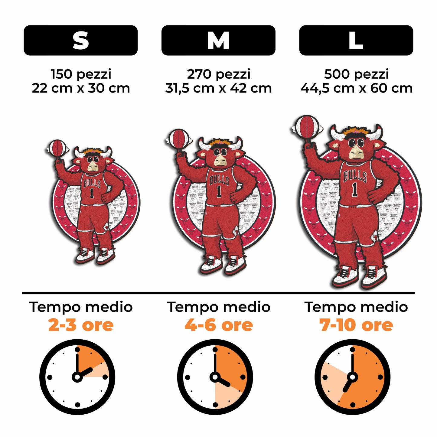 Chicago Bulls™ Mascotte - Puzzle di Legno