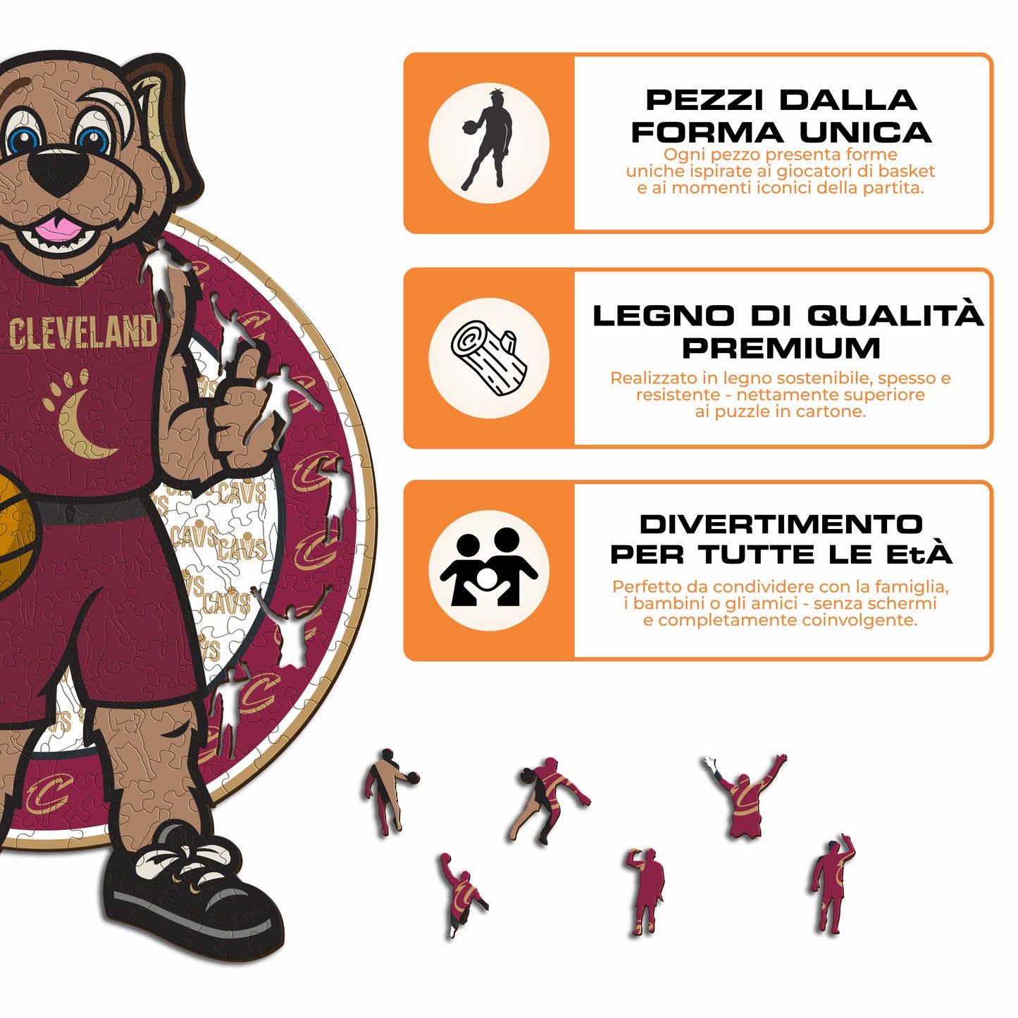 Cleveland Cavaliers™ Mascotte - Puzzle di Legno