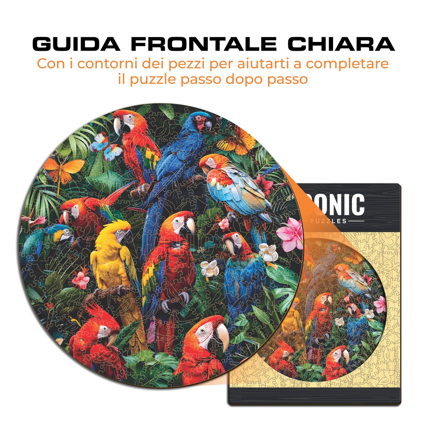 Pappagalli Colorati - Puzzle di Legno