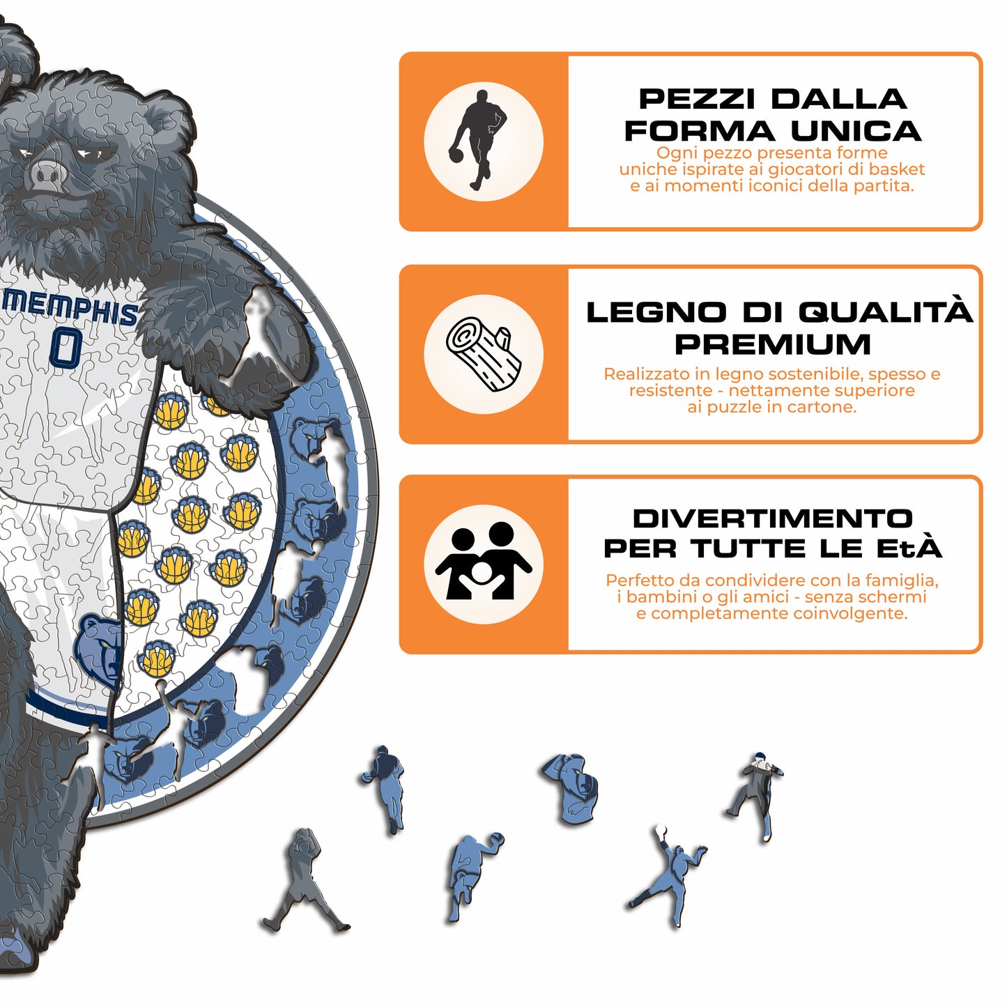 Memphis Grizzlies™ Mascotte - Puzzle di Legno