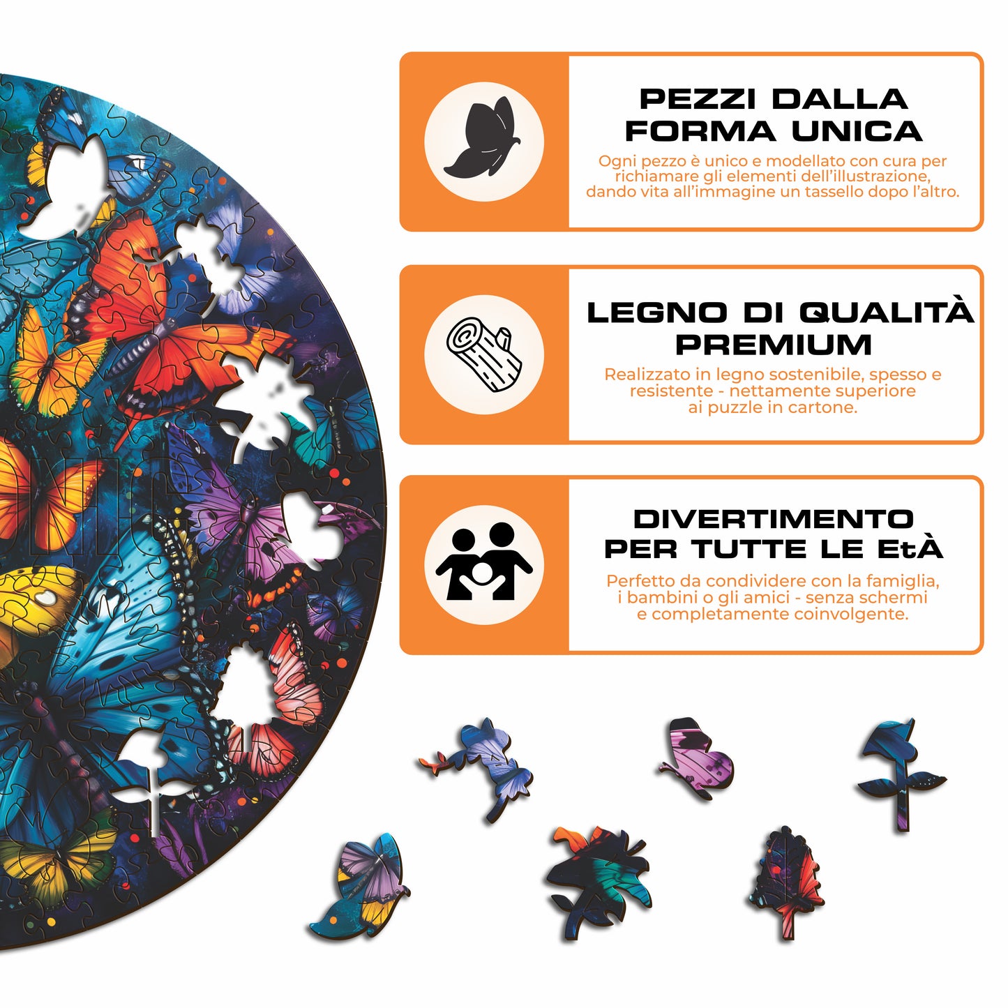 Farfalle Magiche - Puzzle di Legno