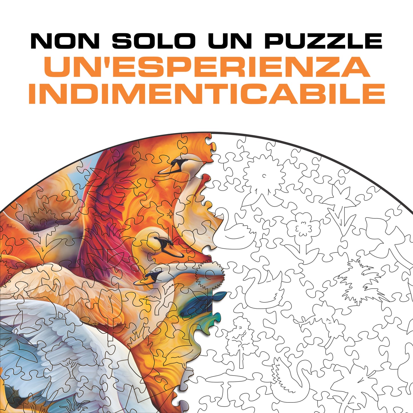 Cigni Maestosi - Puzzle di Legno