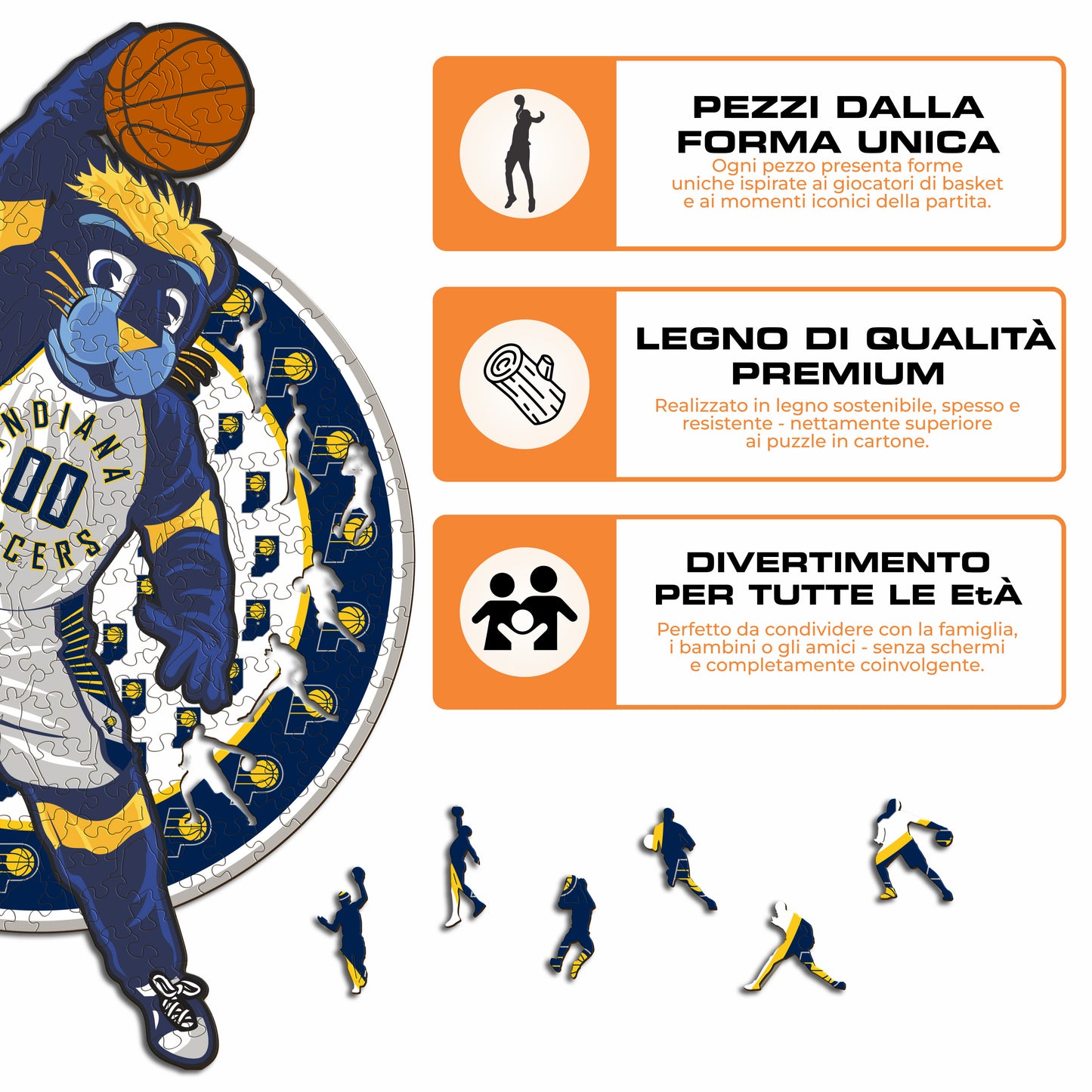 Indiana Pacers™ Mascotte - Puzzle di Legno