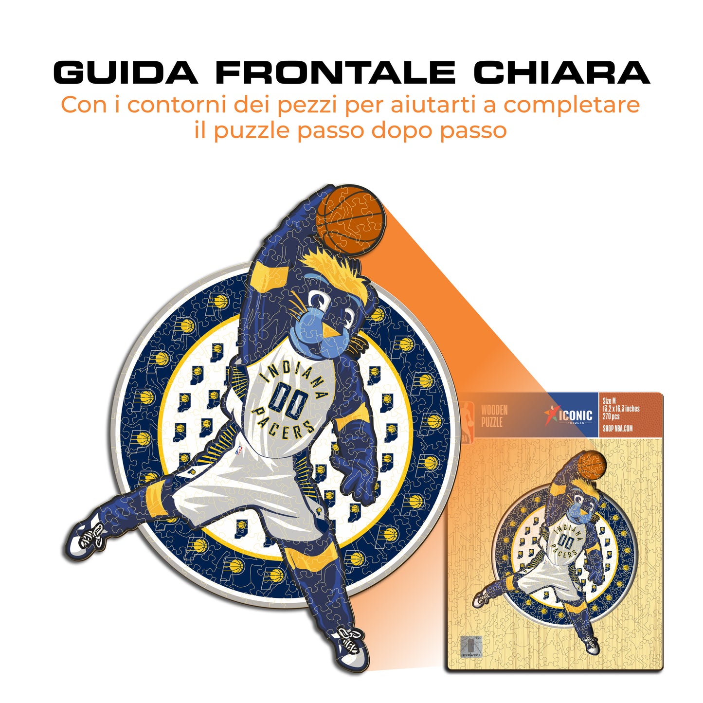 Indiana Pacers™ Mascotte - Puzzle di Legno