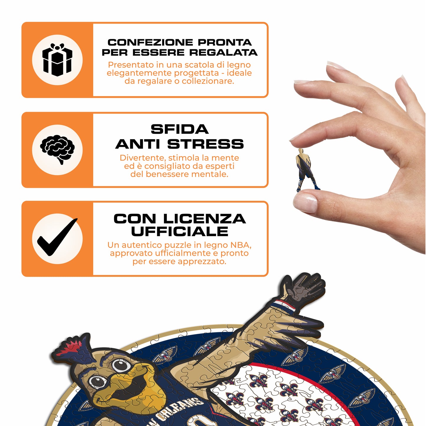 New Orleans Pelicans™ Mascotte - Puzzle di Legno