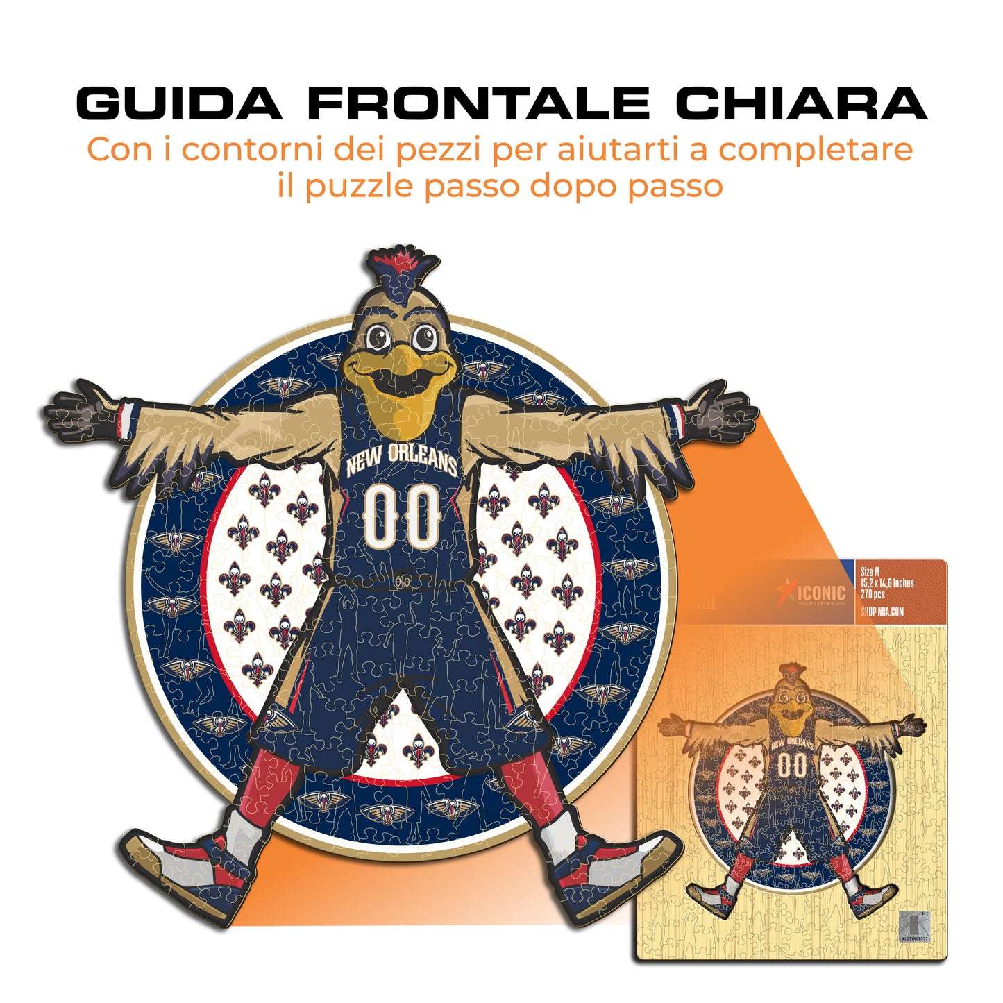 New Orleans Pelicans™ Mascotte - Puzzle di Legno