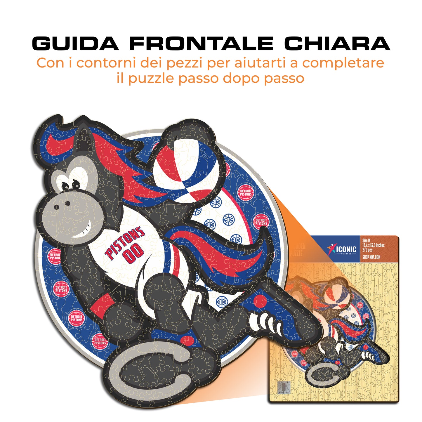 Detroit Pistons™ Mascotte - Puzzle di Legno