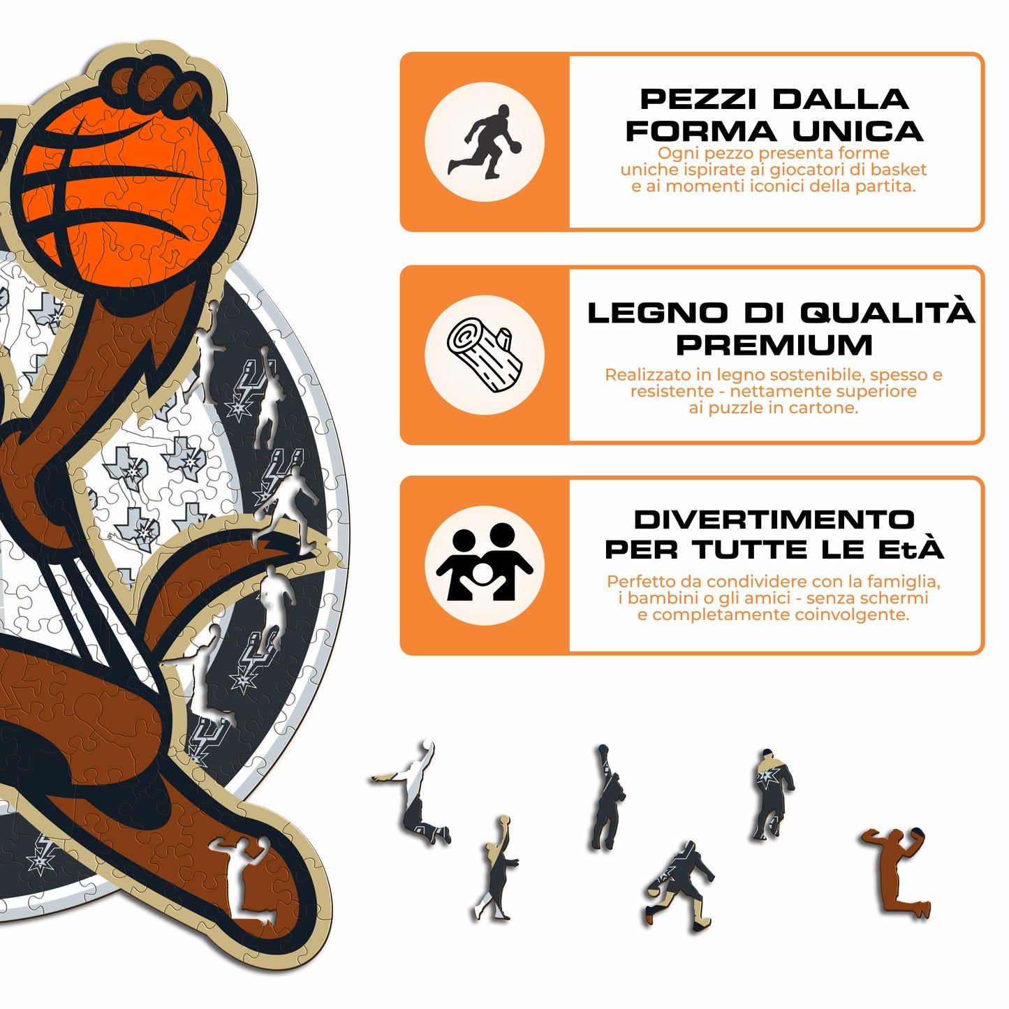 San Antonio Spurs™ Mascotte - Puzzle di Legno
