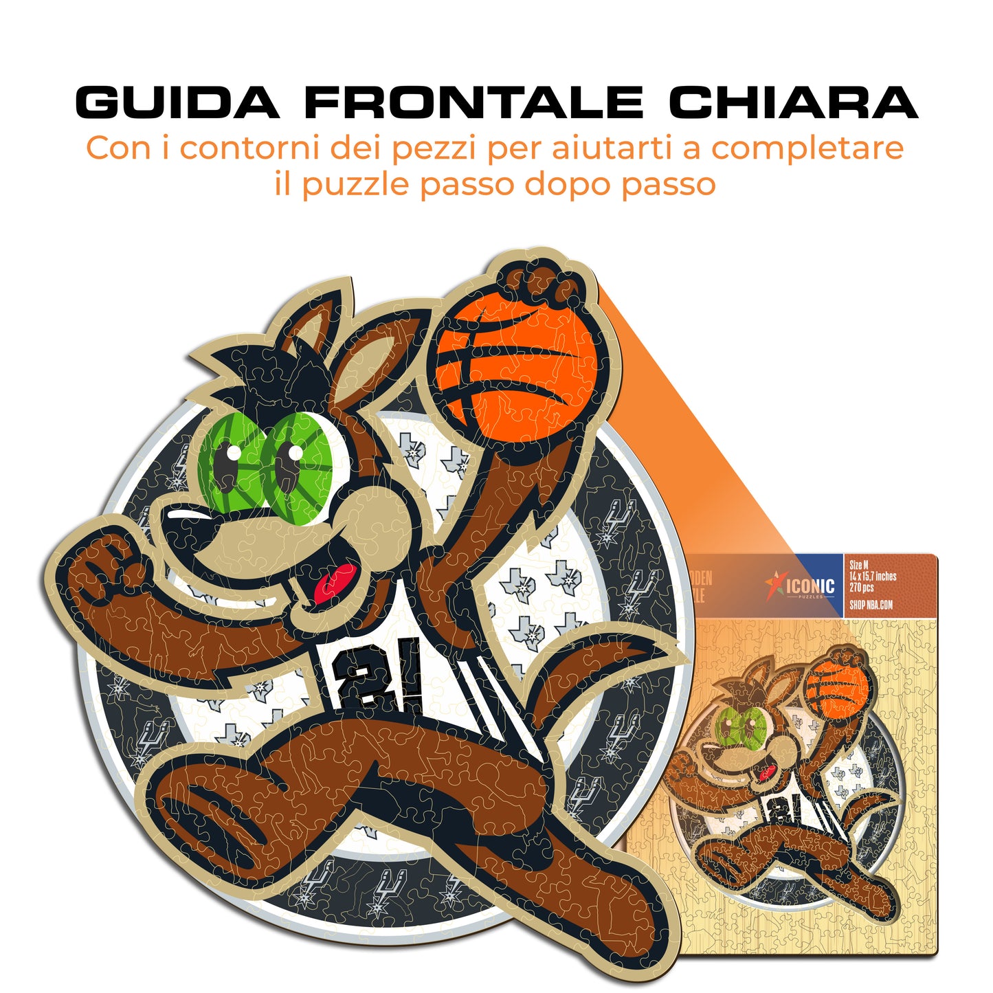 San Antonio Spurs™ Mascotte - Puzzle di Legno