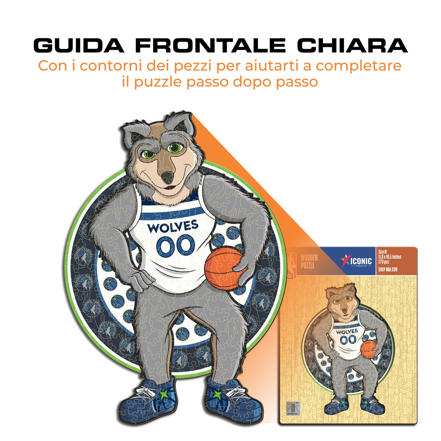 Minnesota Timberwolves™ Mascotte - Puzzle di Legno