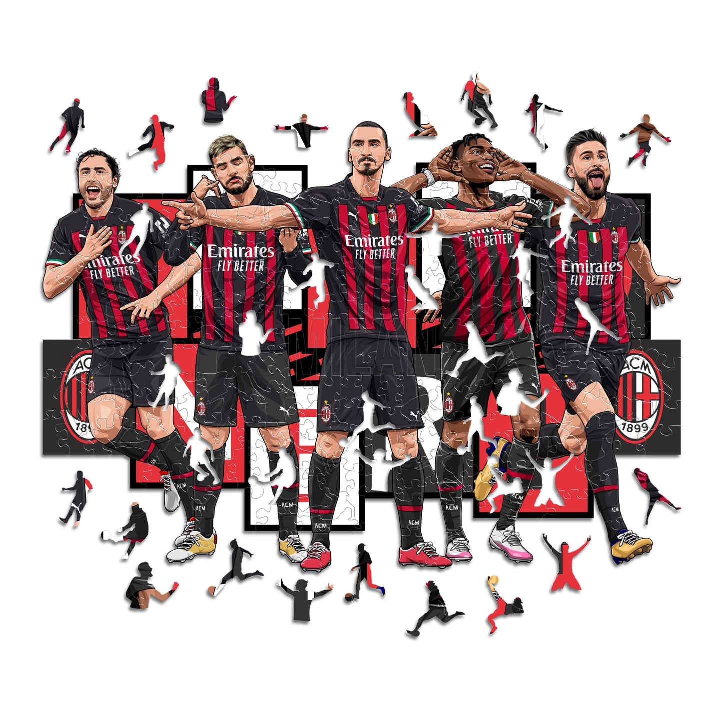 4 PACK Milan® Logo + Retro Logo + 5 Players + Maglia