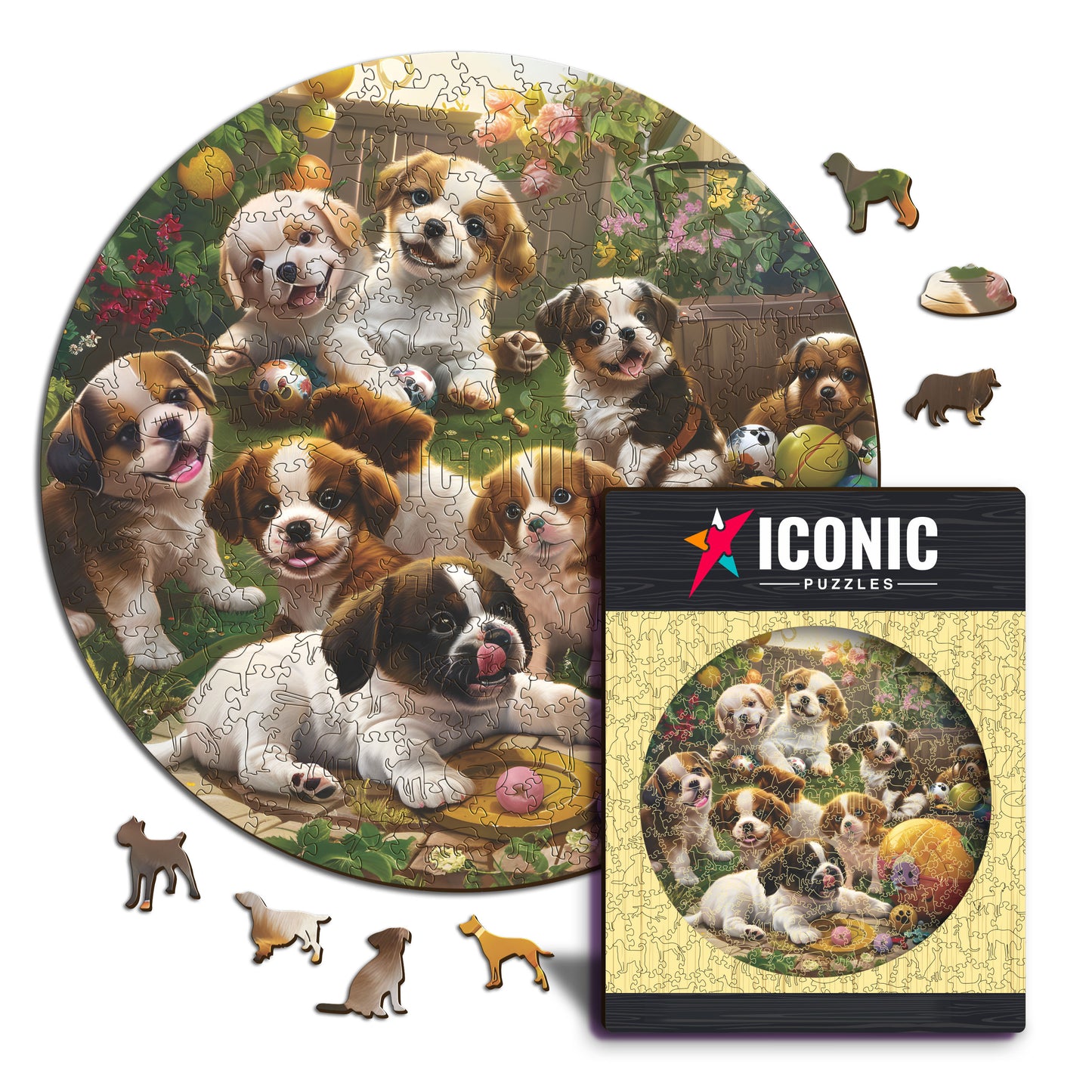 Cagnolini in Giardino - Puzzle di Legno