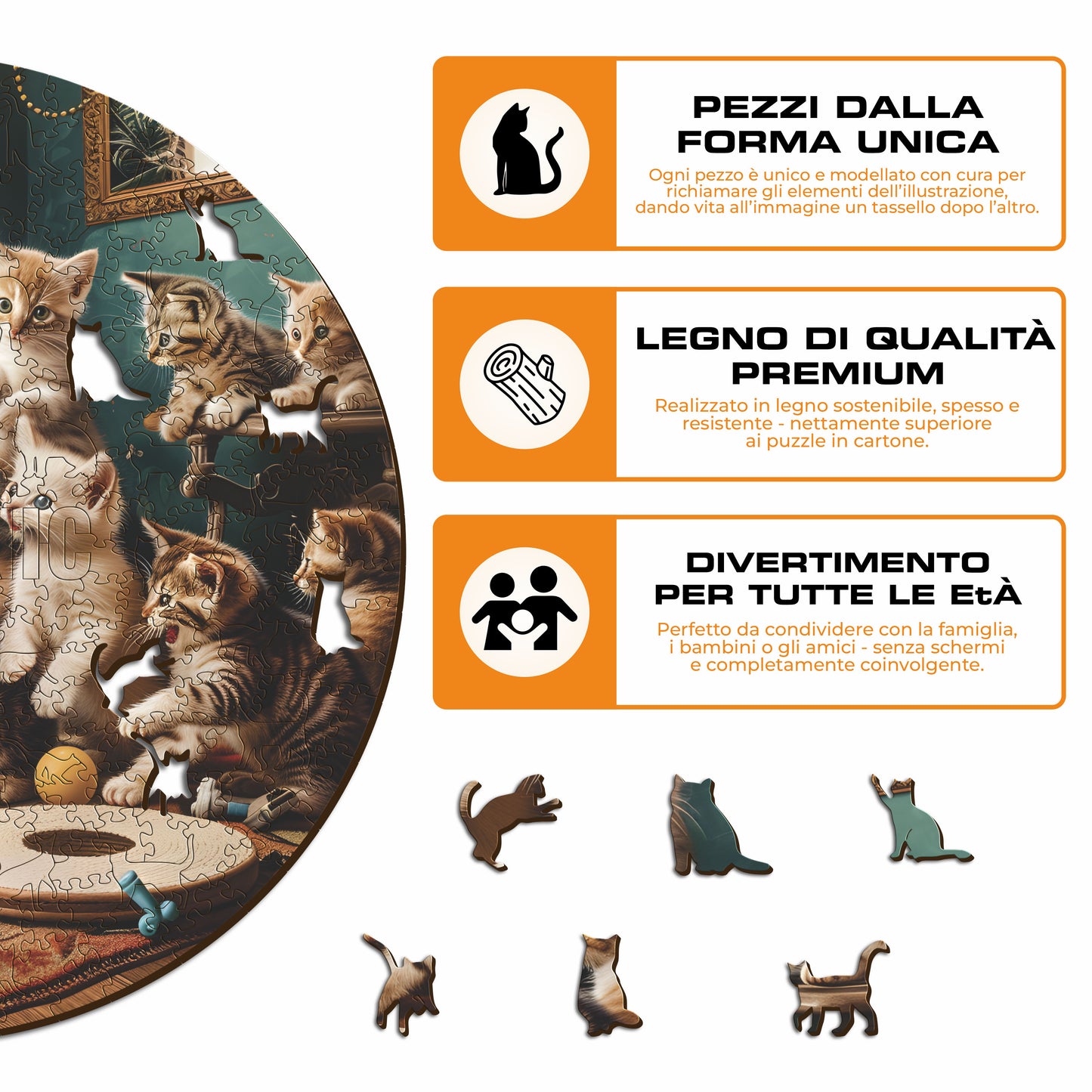 Gattini Giocosi - Puzzle di Legno