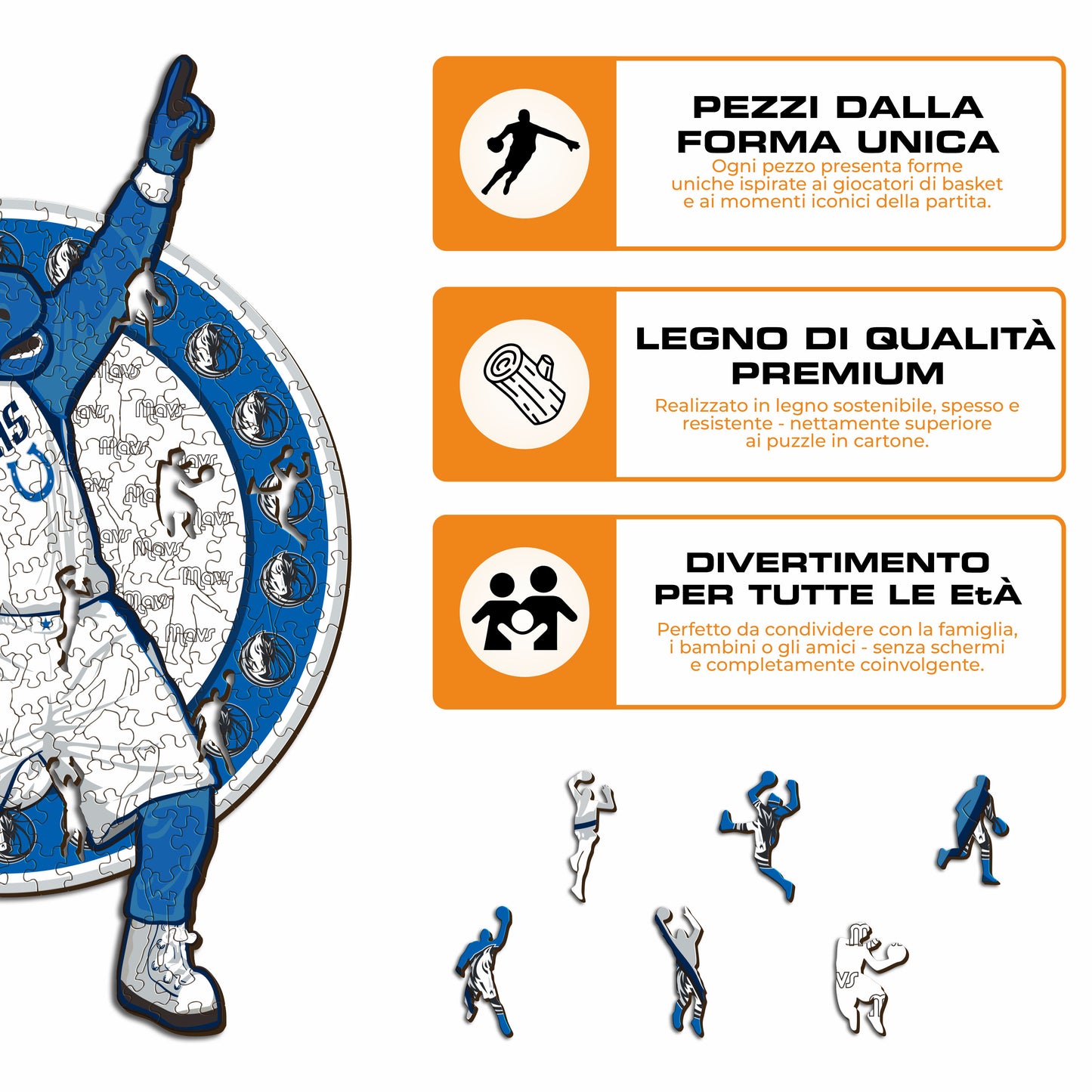 Dallas Mavericks™ Mascotte - Puzzle di Legno