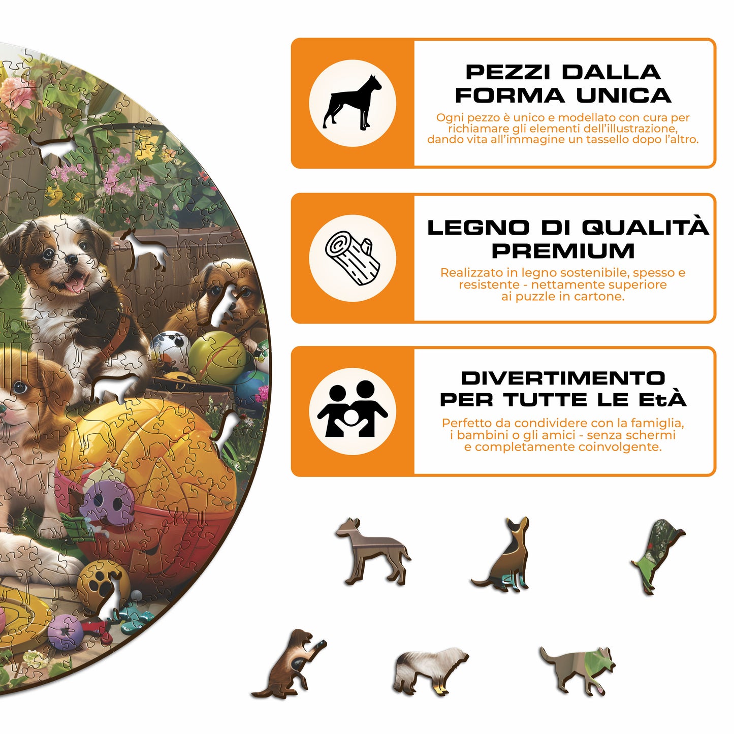 Cagnolini in Giardino - Puzzle di Legno