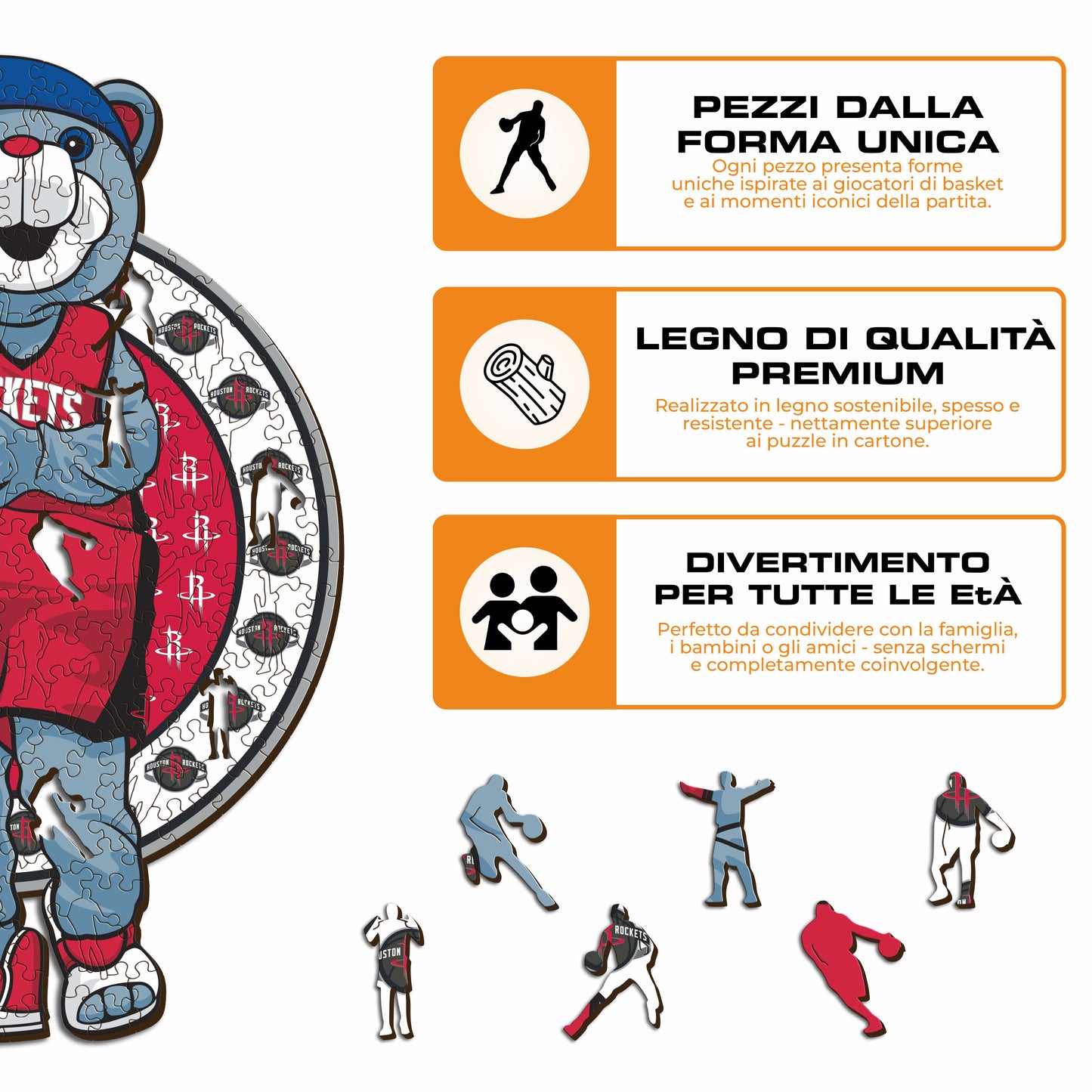 Houston Rockets™ Mascotte - Puzzle di Legno