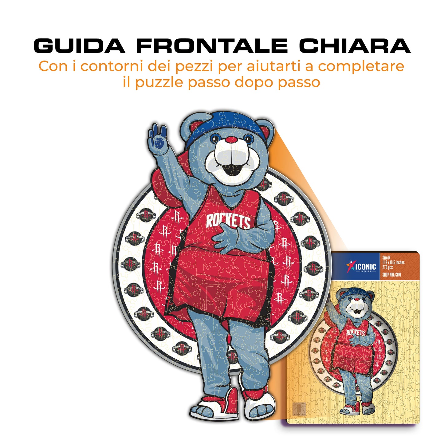 Houston Rockets™ Mascotte - Puzzle di Legno