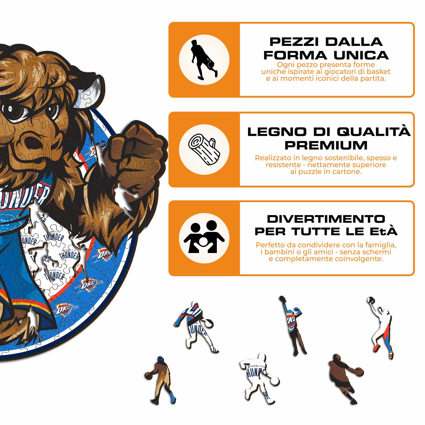 Oklahoma City Thunder™ Mascotte - Puzzle di Legno