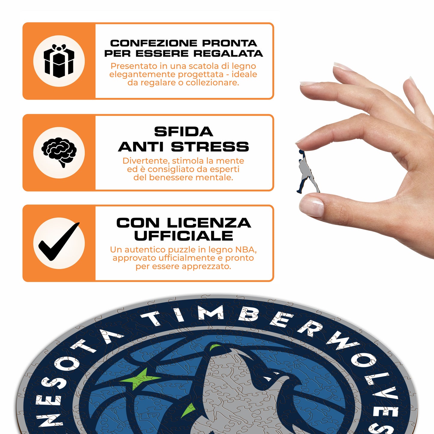 Minnesota Timberwolves™ Logo - Puzzle di Legno