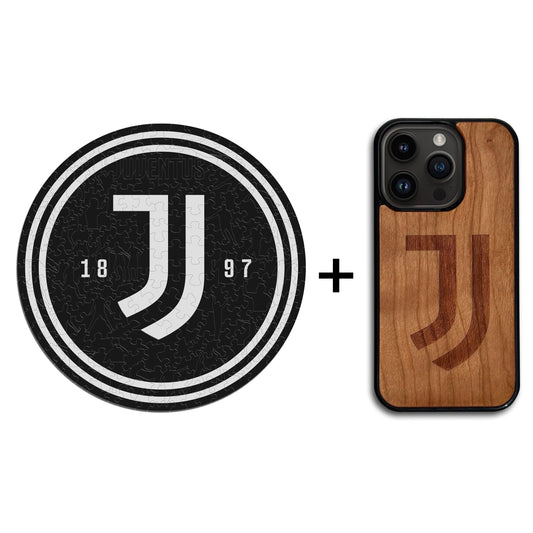 2 PACK Juventus® - Puzzle + Cover di Legno Ufficiale